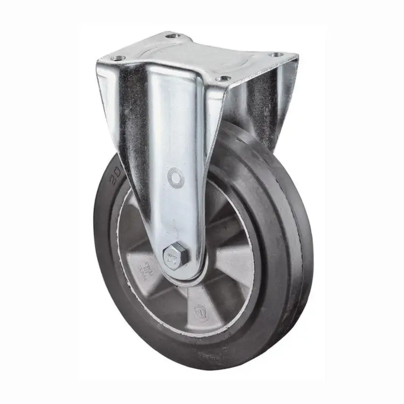 Wochenendangebot BS Rollen Schwerlast-Bockrolle mit Anschraubplatte Elastik-Vollgummireifen Kugellager 160 mm 300 kg - N110.B80.160