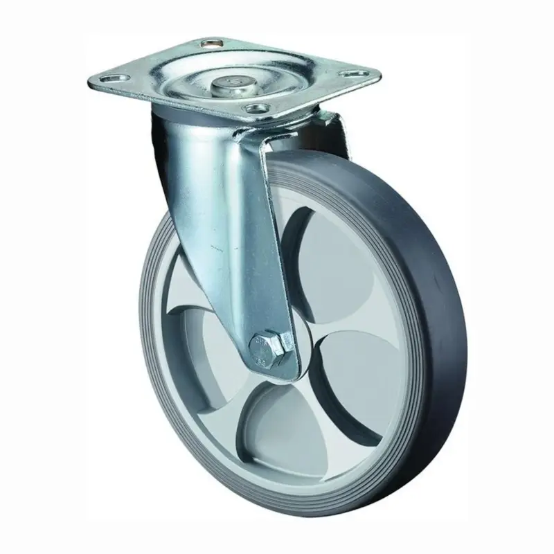 BS Rollen Lenkrolle mit Anschraubplatte thermoplastisches Gummi Rollenlager 160 mm 200 kg - L400.B44.161 Markenprodukt