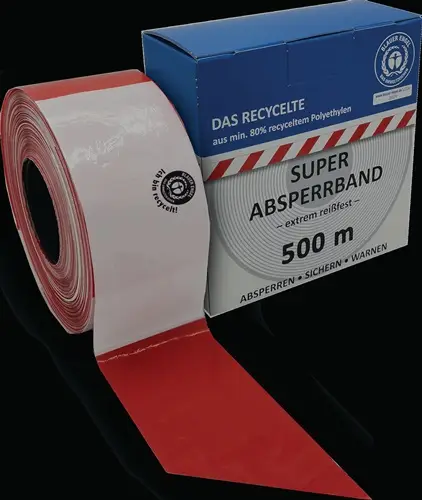 Direkt Vom Hersteller KELMAPLAST Absperrband 500 m x 80 mm rot/weiß geblockt recycelt - 2500000800500159901000051.