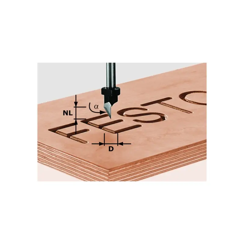 Neue Ware FESTOOL Schriftenfräser Oberfräse Fräser HW 8 mm HW S8 D11/60° 491003
