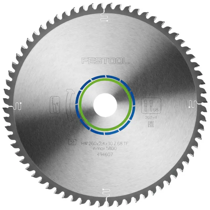 Festool Kreissägeblatt Alu Kunststoff HW 260x2,4x30 mm TF68 für KS 88 120 494607 Wochenendangebot