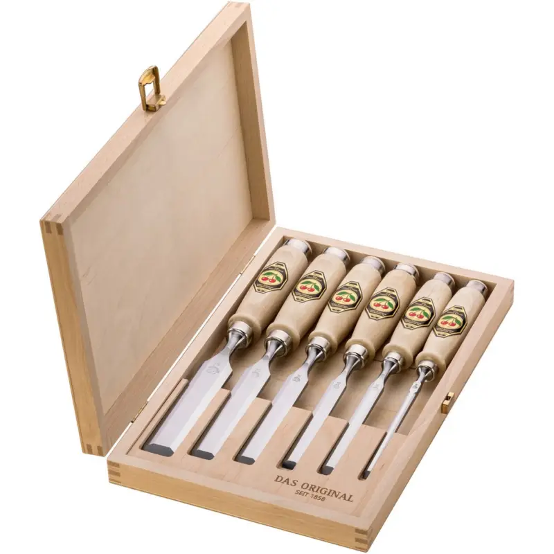 Neue Kollektion Kirschen Stechbeitelsatz Stecheisen 6 tlg 6 10 12 16 20 26 mm Holzkasten 1101000
