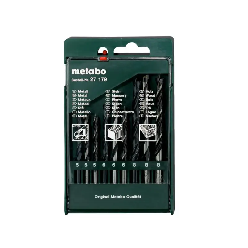 Metabo Bohrersortiment-Kassette 9-teilig Metall-, Stein-, Holzbohrer 627179000 Meistverkauft