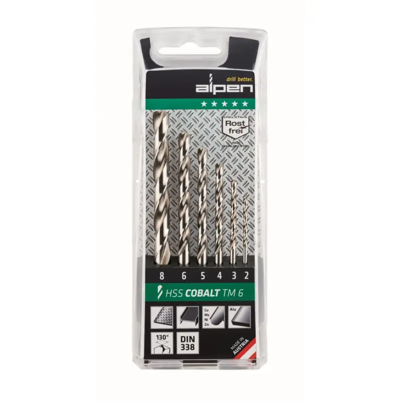 Sofort Bestellen Alpen Bohrer Kassette HSS Cobalt TM 6 6tlg 2,0 3,0 4,0 5,0 6,0 8,0 100606100
