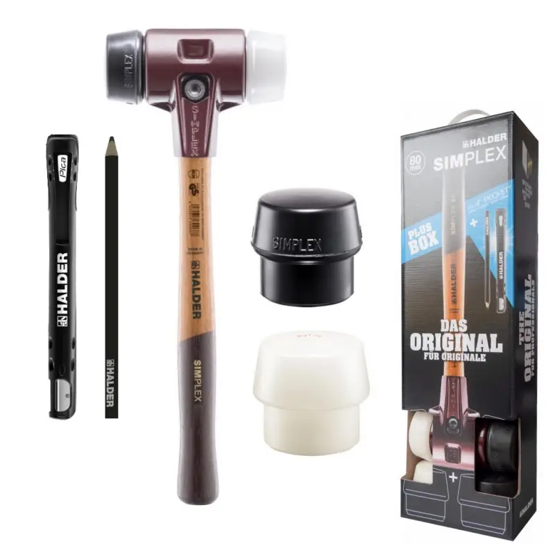Halder Plus Box für Galabau Schonhammer 80mm mit 2 Schlageinsätzen Pica Pocket Neue Kollektion