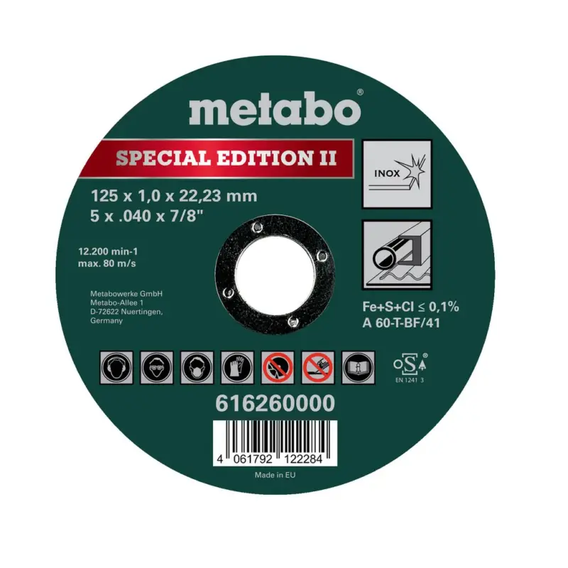 Metabo Trennscheibe Universal Special Edition II 125x1,0x22,23mm Inox 616260000 Top-Angebot