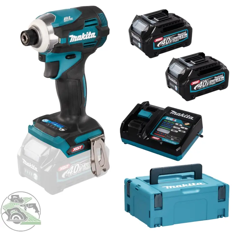 Makita Akku Schlagschrauber TD001GD201 40V max. 2 x 2,5Ah Ladegerät im Makpac Neue Kollektion