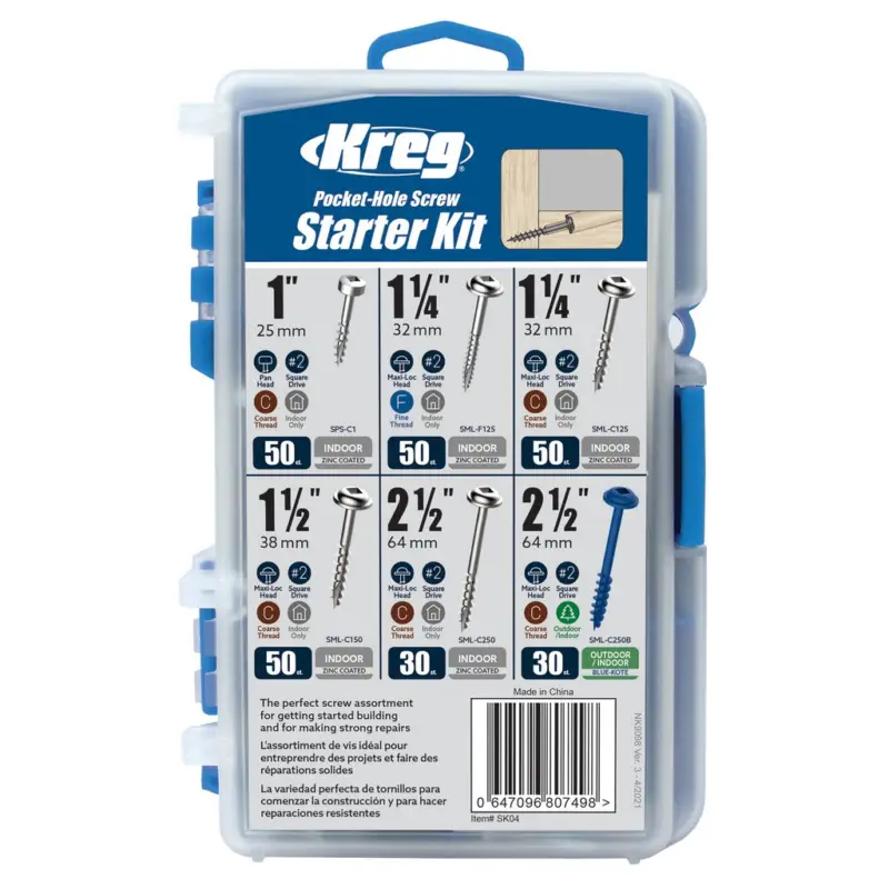 Billig KREG Taschenlochschrauben Set 260 teilig 25mm 32mm 38mm 64mm SK04-INT