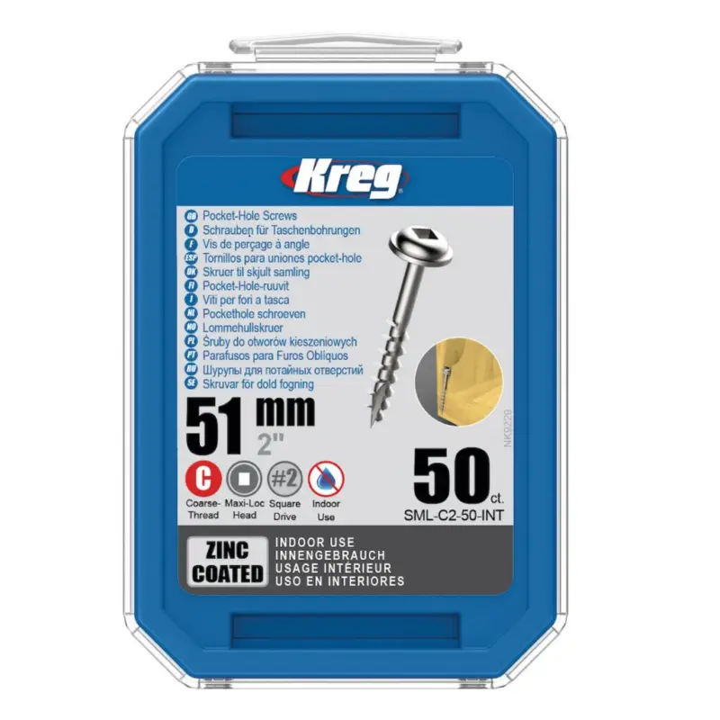 Knallerangebot KREG Poket-Hole Taschenlochschrauben 51mm Maxy Loc SML-C2-50-INT Grobgewinde