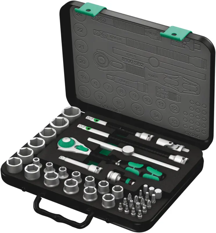 Versand Am Gleichen Tag Wera 8100 SB 2 Zyklop Speed-Knarrensatz 3/8"-Antrieb metrisch 43tlg. 05003594001