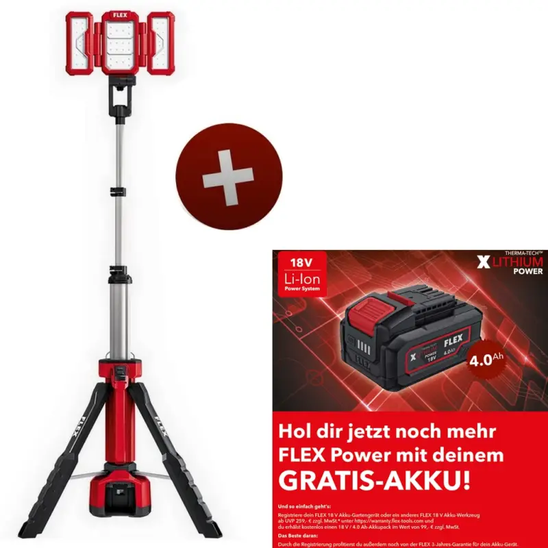 Flex LED Akku Baustrahler Strahler mit Stativ 18V TL4000 18.0/230 530375 Markenprodukt