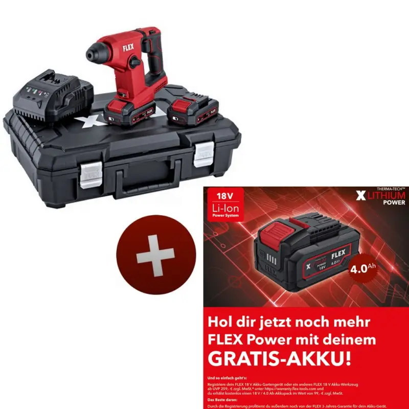 Flex Akku Bohrhammer Kombihammer SDSplus FHE 1-16 18.0-EC TC 2.5 Set 531312 Begrenztes Angebot