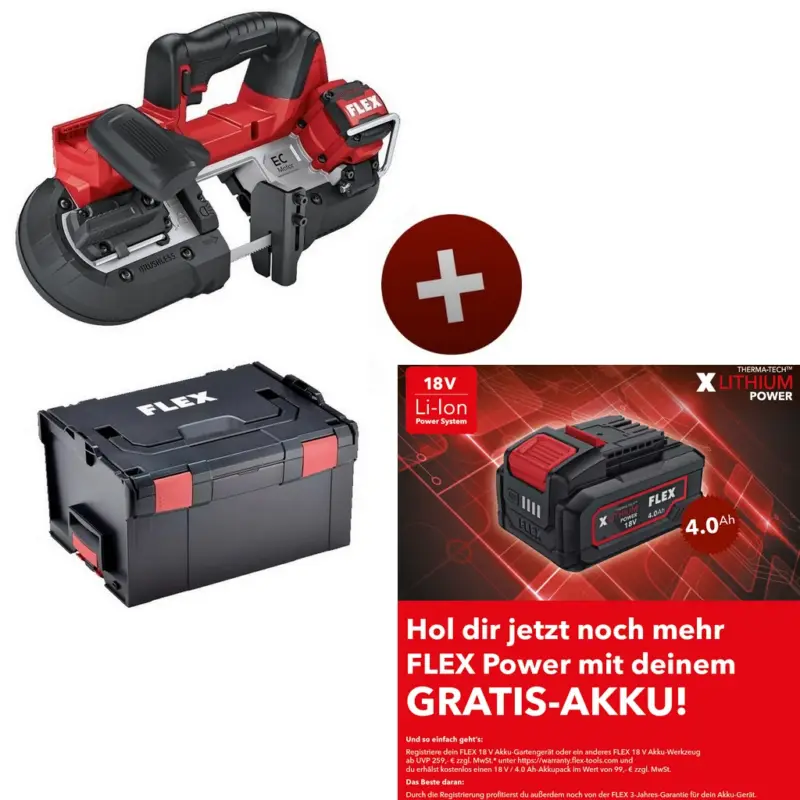 Aktuell Flex Akku Bandsäge Säge SBE64 18-EC Solo 18V mit Transportkoffer L-BOXX 531748