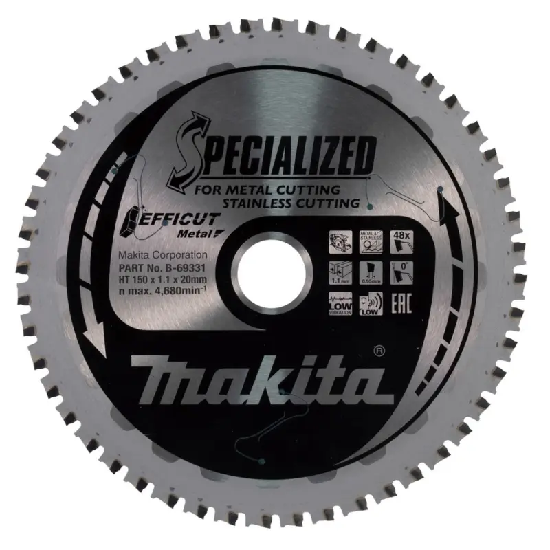 Markenprodukt Makita Sägeblatt 150x1,1x20mm 48Z EFFICUT Metall Akku Handkreissäge B-69331