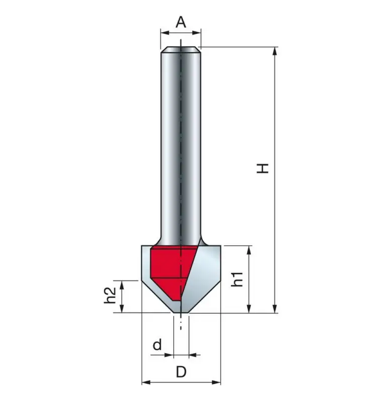 Knallerangebot Freud V-Nutfräser 90Grad 21-11208P Schaft 8mm 16mm Holz Aluminium CNC F03FR04019