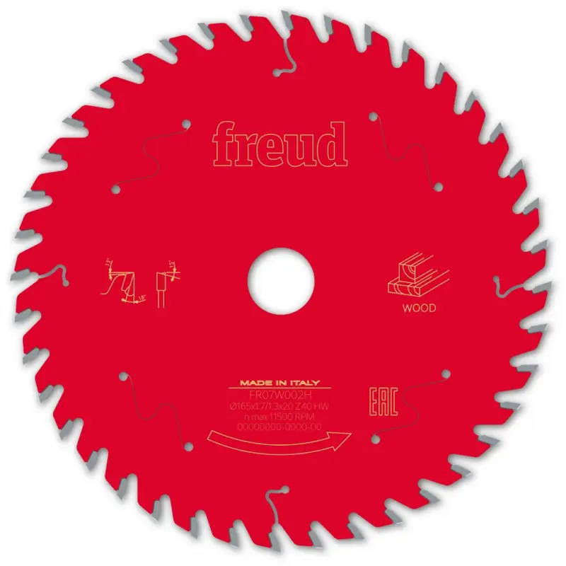 Neue Ware Freud Kreissägeblatt FR07W002H 165x20x1,7/1,3mm Z40 Handsäge Holz F03FS09687