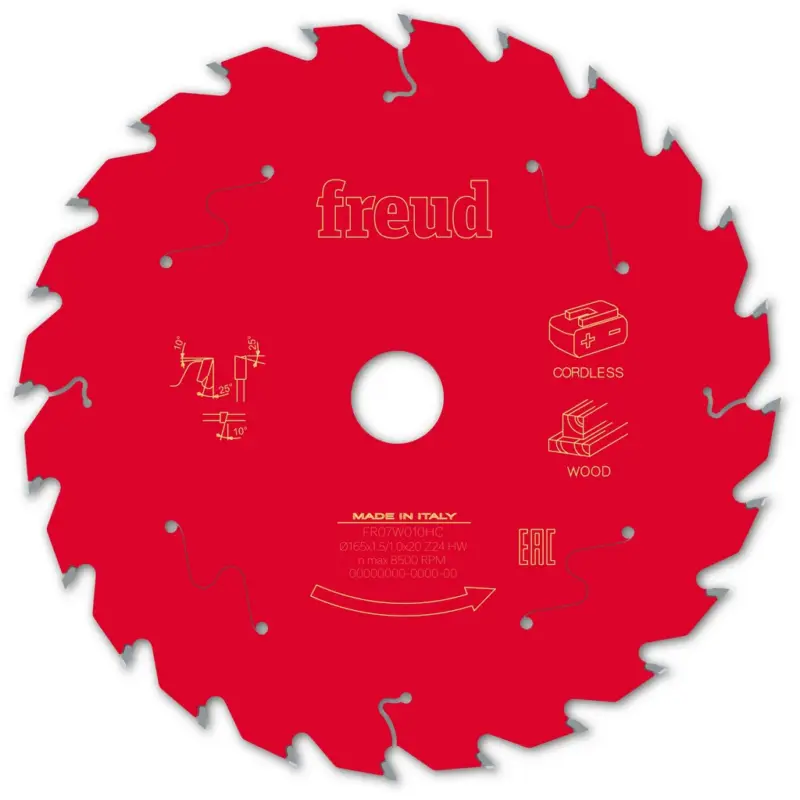 Angebot Freud Kreissägeblatt FR07W010HC 165x20x1,5/1mm Z24 Akku-Handsäge Holz F03FS10052
