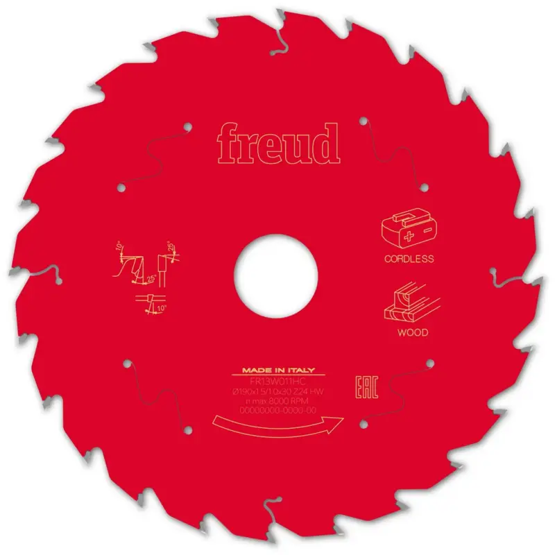 Freud Kreissägeblatt FR13W011HC 190x30x1,5/1mm Z24 Akku Handkreissäge F03FS10058 Knallerangebot