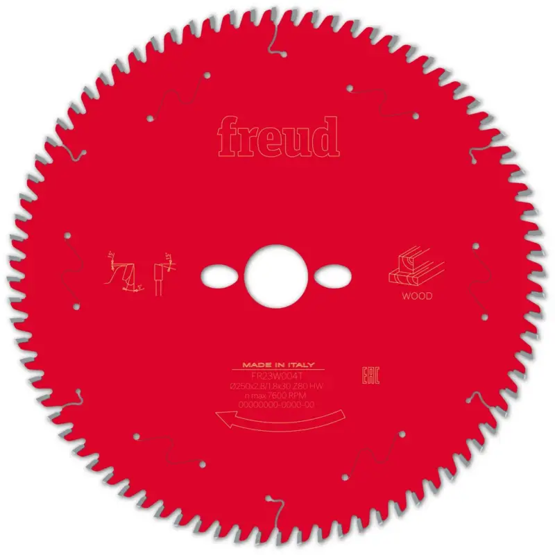 Geprüft Freud Kreissägeblatt FR23W004T 250x30x2,8/1,8mm Z80 Tischkreissägen F03FS09777