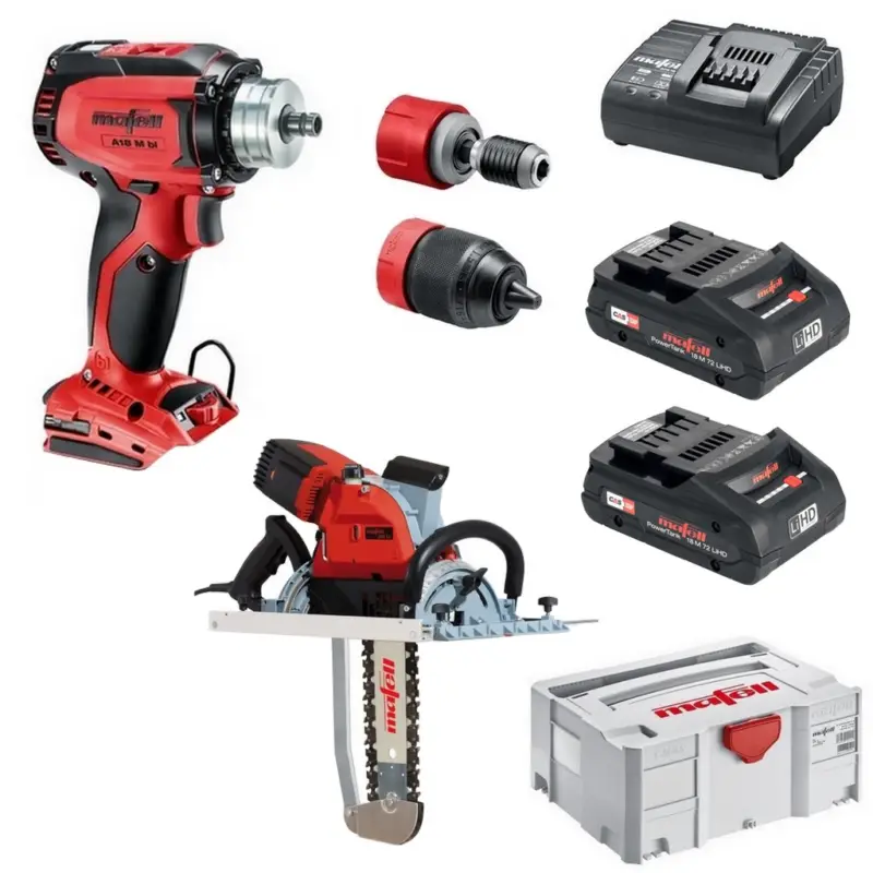 Mafell Zimmerei-Kettensäge ZSXEc/400HM + Akku-Bohrschrauber A18M 925516 Säge Begrenztes Angebot