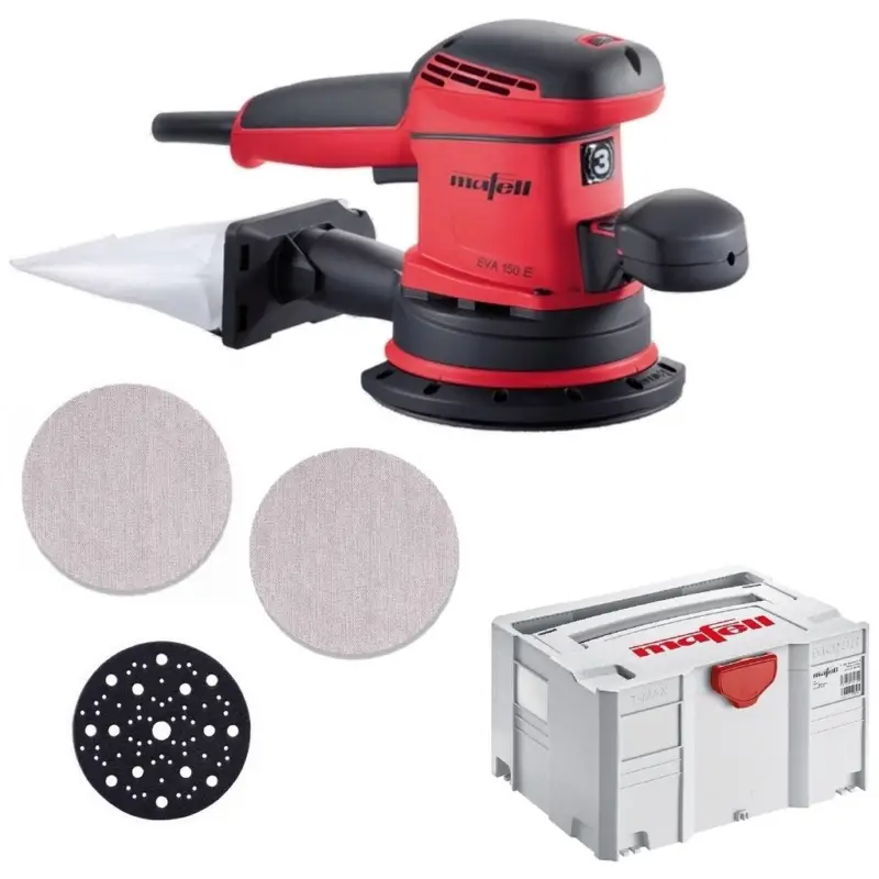 Mafell Exzenterschl. EVA150E/3 + Schleifgitter D150 Abranet P80 + P120 im T-MAX Knallerangebot