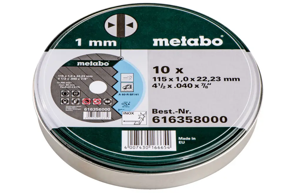 Markenprodukt METABO 10 Trennscheiben - SP 115x1,0x22,23 Inox, TF 41 616358000