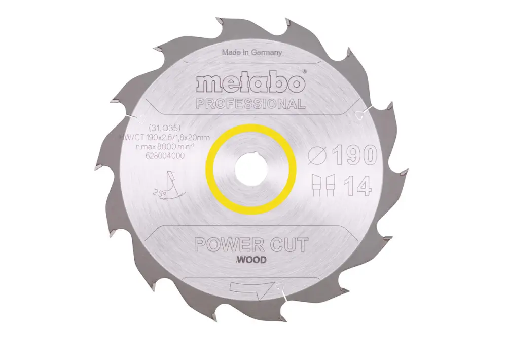 Ausverkauf METABO Sägeblatt "power cut wood - professional", 190x20, Z14 WZ 25° 628004000