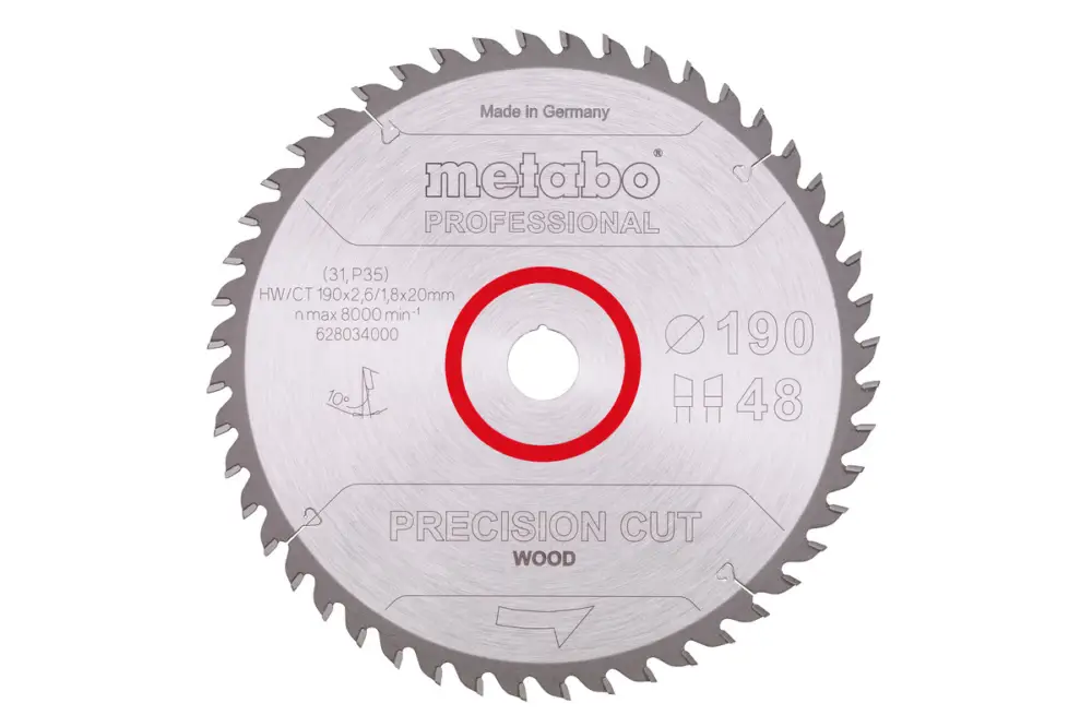 METABO Sägeblatt "precision cut wood - professional", 190x20, Z48 WZ 10° 628034000 Direkt Vom Hersteller