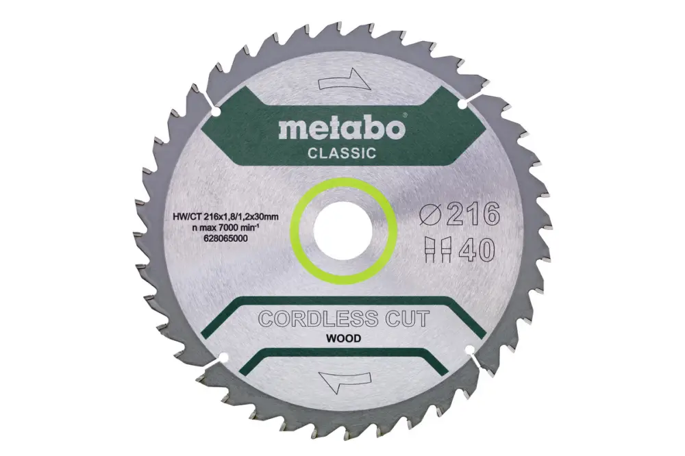 Zertifiziert METABO Sägeblatt "cordless cut wood - classic", 216x30 Z40 WZ 5° 628065000
