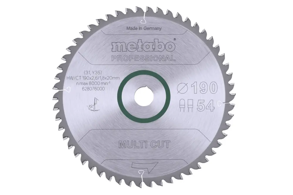 Abverkauf METABO Sägeblatt "multi cut - professional", 190x20, Z54 FZ/TZ 5°neg. 628076000