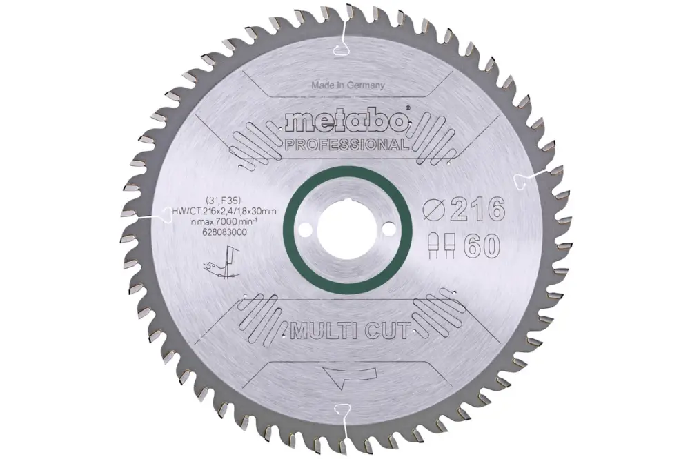 METABO Sägeblatt "multi cut - professional", 216x30, Z60 FZ/TZ, 5°neg. 628083000 Direkt Vom Hersteller