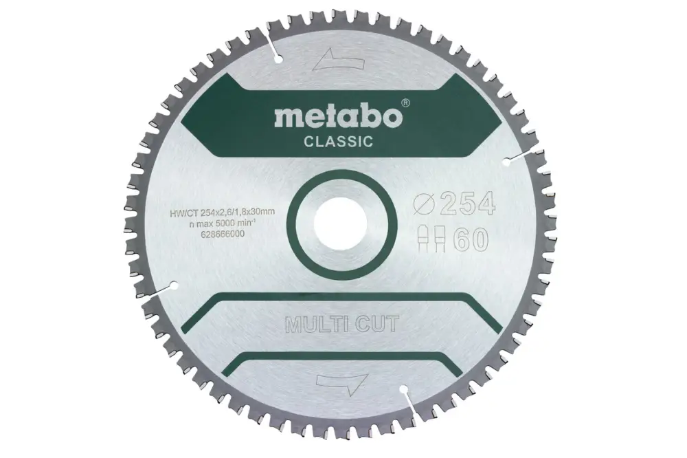 Expressversand METABO Sägeblatt "multi cut - classic", 254x30 Z60 FZ/TZ 5°neg 628285000
