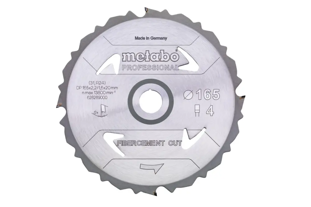Neu METABO Sägeblatt "fibercement cut - professional", 165x20 Z4 PCD FZ 5° 628289000