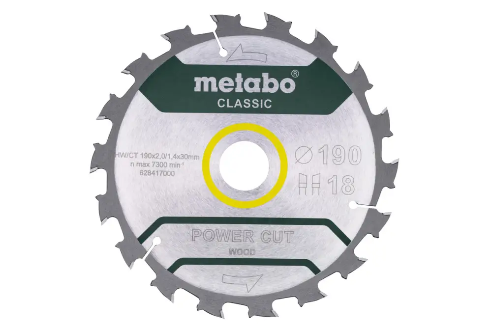 METABO Sägeblatt "power cut wood - classic", 190x30, Z18 WZ 5° /B 628417000 Solange Der Vorrat Reicht