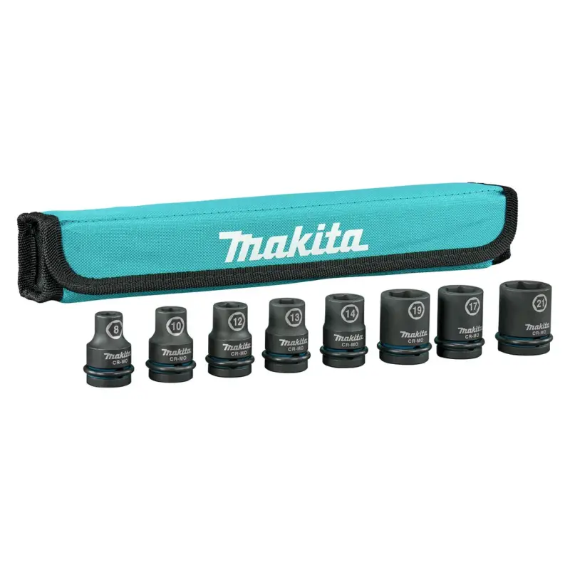 Makita Schlagnuss Set Impact Black 8-teilig 1/2 Zoll Vierkant Tasche E-16601 Top-Seller