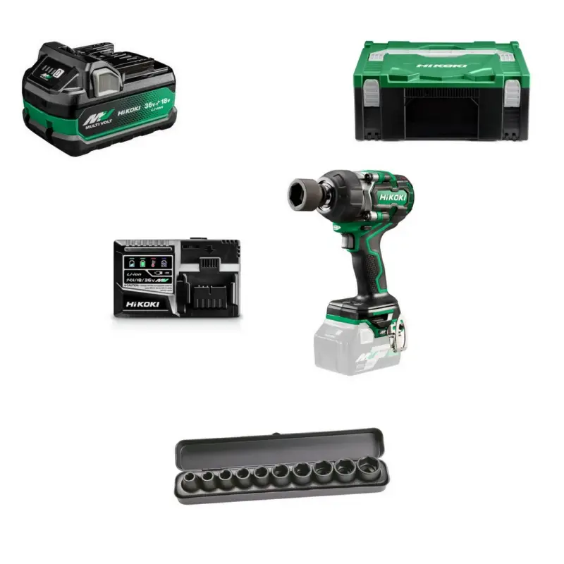 HiKoKi Akku Schlagschrauber WR36DEW2Z+Steckschlüssel-Set + Akku+Schnellladegerät Nur Für Kurze Zeit
